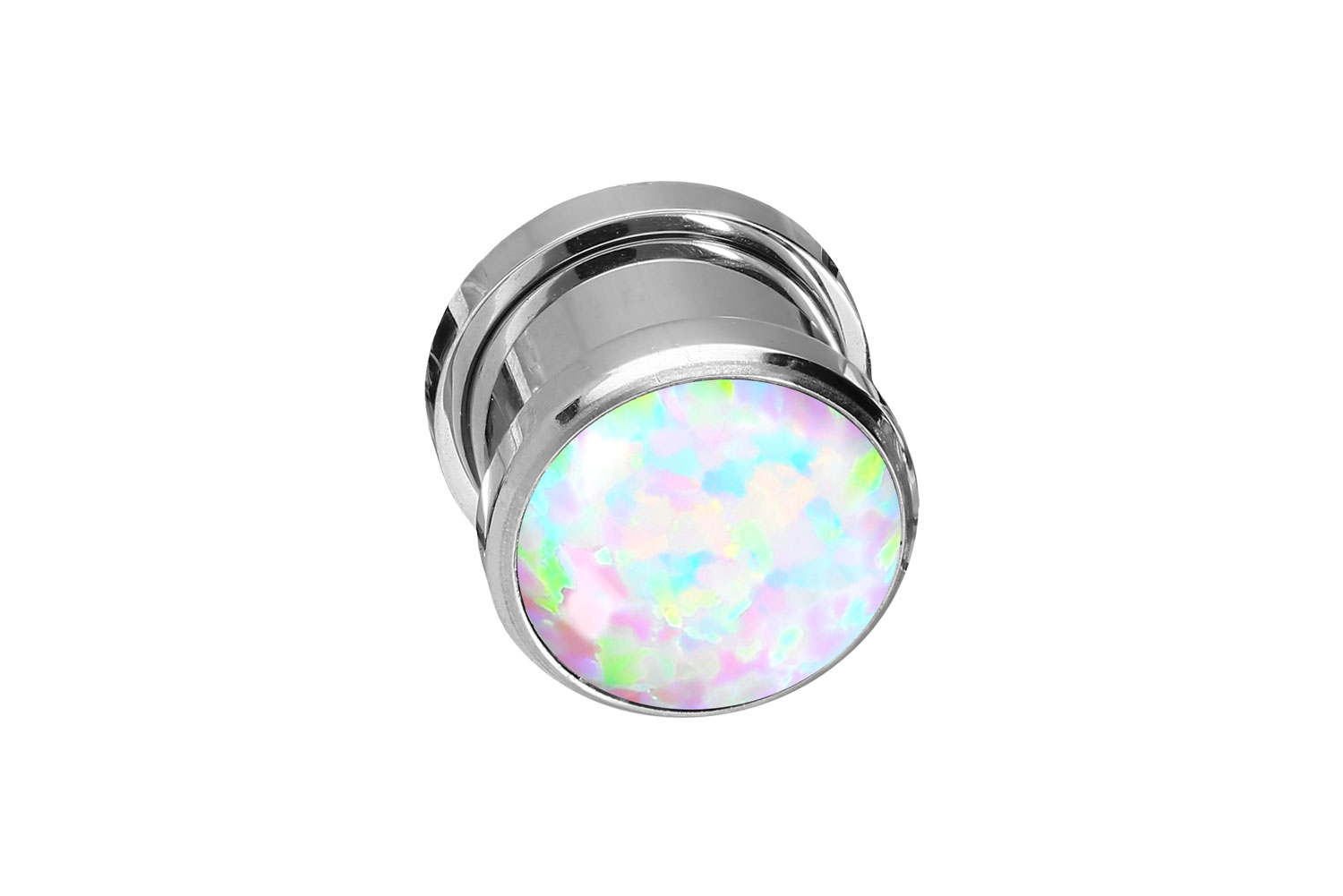 Chirurgenstahl Plug SYNTHETISCHER OPAL ++SALE++ von Piercingline